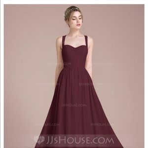 JJ’s House Floor Length, unaltered, cabernet dress